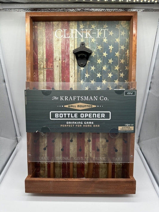 American Flag Wall Mounted Drinking Game & Bottle Opener By The Kraftsman Co.