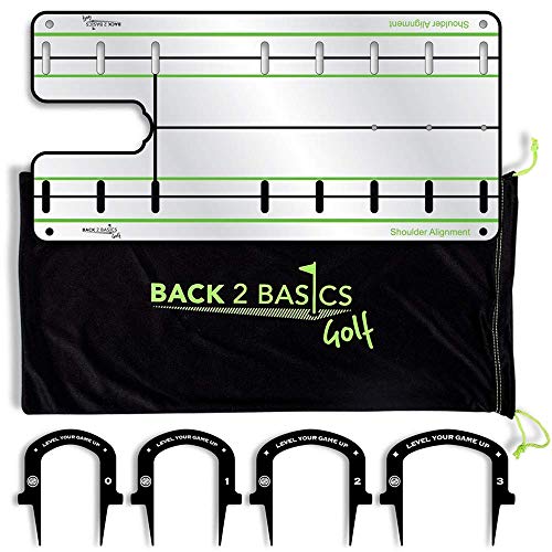 Back 2 Basics Golf | Universal Golf Putting Alignment Mirror and Gates | Golf Training Aids | Golf Swing Trainer Aid | Golf Training Equipment | for Outdoor Putting Green or Indoor Putting Mat