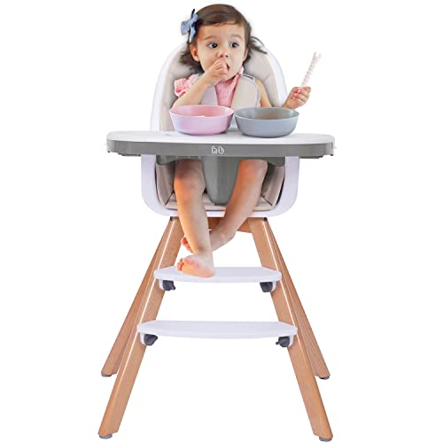 Baby High Chair with Double Removable Tray for Baby/Infants/Toddlers, 3-in-1 Wooden High Chair/Booster/Chair |