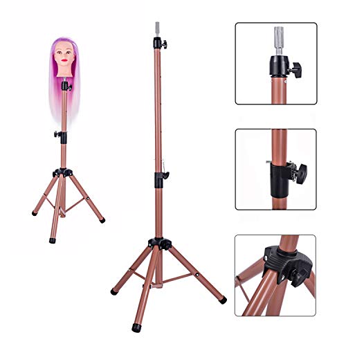 HAIREALM Wig Stand Adjustable Cosmetology, Head Tripod Stand for Hair Extensions